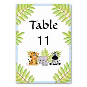 Boy Blue Safari Jungle Theme Baby Shower Bordsnummer