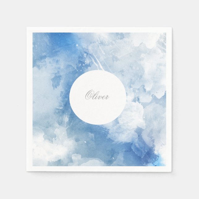 Boy Blue Watercolor Mönster Firande Pappersservett (Framsidan)