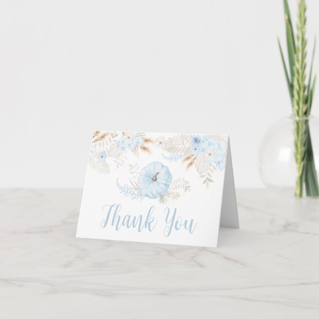 Boy Boho Pumpkin Baby Shower Tack Kort (Framsida)