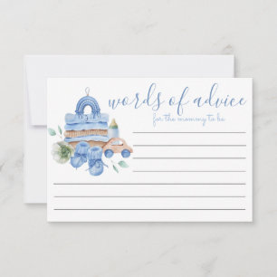 Boy Boho Vintage Ord of Advice Baby Shower Card Meddelande