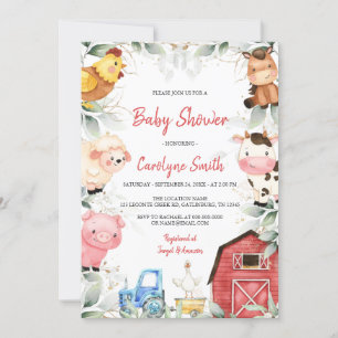 Boy Boskap Barnyard Baby Shower Inbjudningar