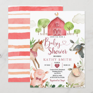 Boy Boskap Barnyard Baby Shower Inbjudningar