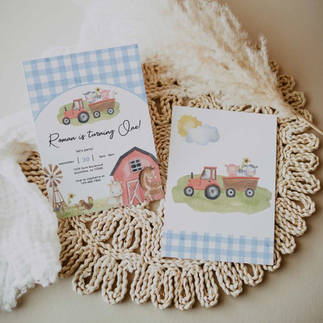 Boy Boskap Barnyard Birthday bjudande Inbjudningar (Skapare uppladdad)