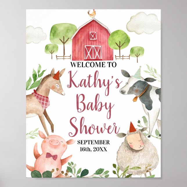 Boy Boskap Barnyard Välkommen Poster (Framsidan)