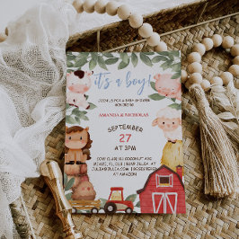 Boy Boskap Boho Cute Baby Shower Inbjudningar