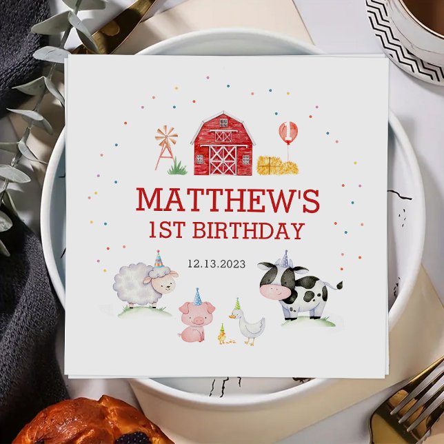 Boy Boskap Red Birthday Pappersservett (Skapare uppladdad)