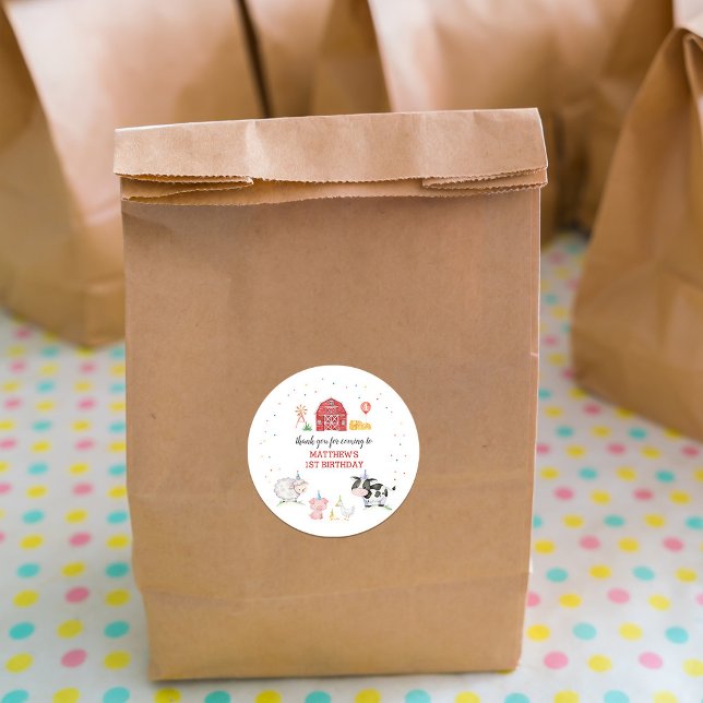 Boy Boskap Red Birthday Runt Klistermärke (Skapare uppladdad)