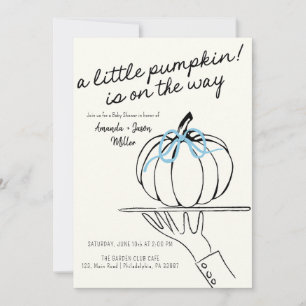 Boy Bow Fall Baby Shower Pumpkins hand plockade Spara Datumet