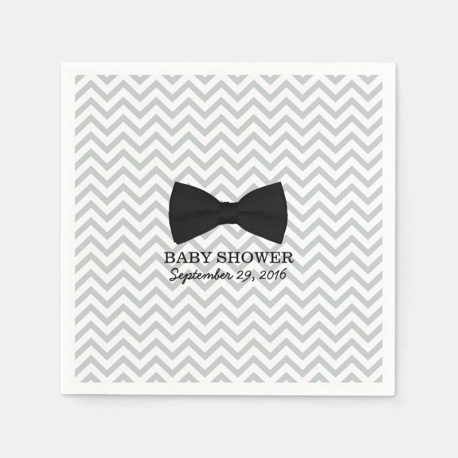 Boy Bow Tie Chevron Rand Baby Shower Pappersservett (Framsidan)