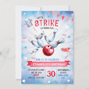 Boy Bowling Birthday Inbjudningar