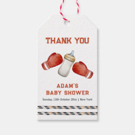 Boy Boxing Little Champion Baby Shower Thank You Presentetikett