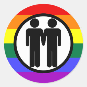 Boy + Boy Rainbow Sticker Runt Klistermärke