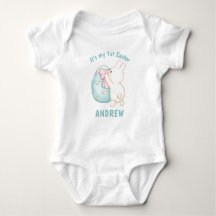 Boy Bunny och Blue Egg 1:a Påsk Personlig Namn