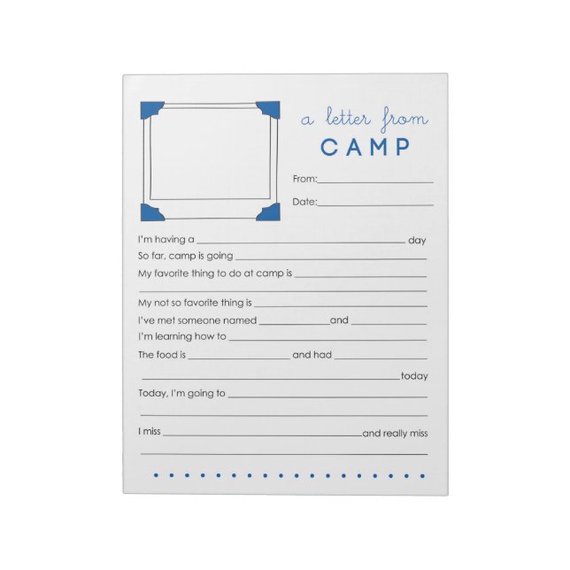 Boy Camp Stationery Brev från Camp Anteckningsblock (Roterad)