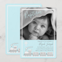 Boy Choo Choo Christening Baptism Photo