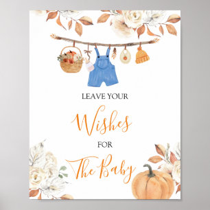 Boy Clothes Pumpkin Baby Shower Lämnar Önskemål Poster