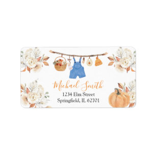 Boy Clothes Pumpkin Fall Baby Shower Adress Adressetikett
