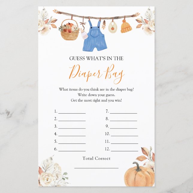 Boy Clothes Pumpkin Fall What's in Diaper Bag (Framsida)