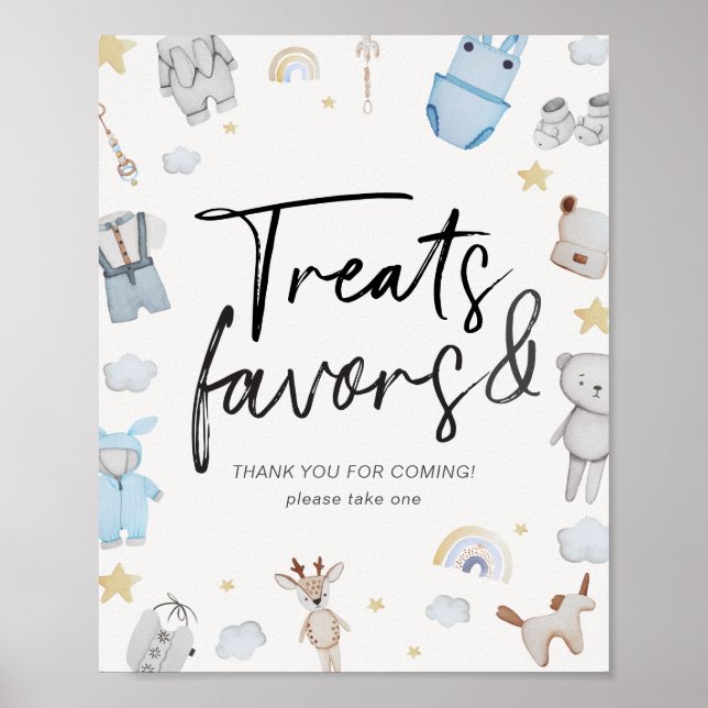 Boy Clothes Stars Baby Shower Treats & Favests Sig Poster (Framsidan)