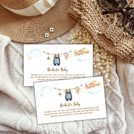 Boy Clothesline Airplane Books For Baby Shower Tilläggskort