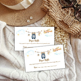 Boy Clothesline Airplane Diaper Raffle Baby Shower Tilläggskort