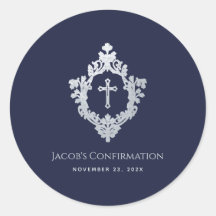 Boy Confirmation Navy Blue Vintage Kor i Vapensköl