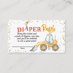 Boy Construction Gult Lastbil Diaper Raffle Tilläggskort