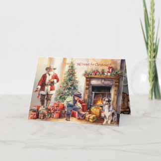 Boy Cowboy Boots for Christmas Christmas Card Helgkort