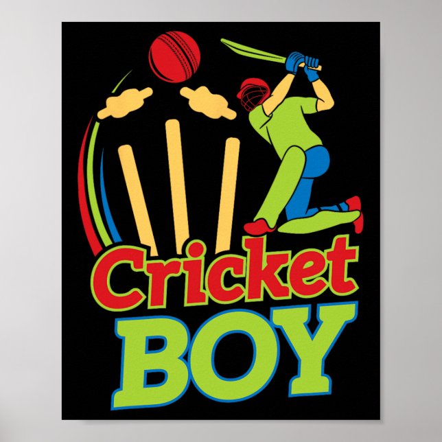 Boy Cricket Player Design For Athletes - Cricket G Poster (Framsidan)