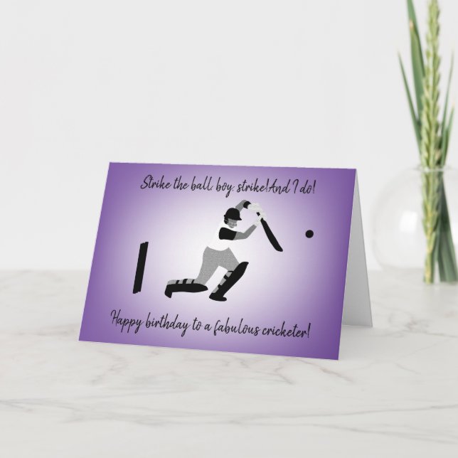 Boy Cricketer Birthday Card Kort (Framsida)