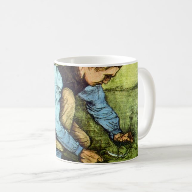Boy Cshing Grass med Sickle av Vincent van Gogh Kaffemugg (Framsida höger)