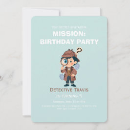 Boy Cute Detective Birthday Invitation Spara Datumet