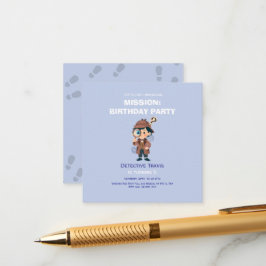 Boy Cute Detective Birthday Invitation Tilläggskort