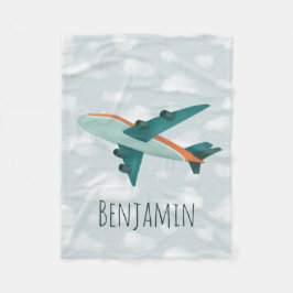Boy Cute och Modern Blue Airplane Kids Fleecefilt