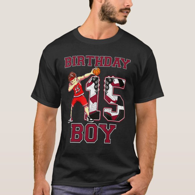 Boy Dabbing Basketball 15:e födelsedagen Kärlek Sn T Shirt (Framsida)