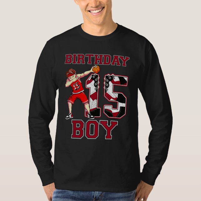 Boy Dabbing Basketball 15:e födelsedagen Kärlek Sn T Shirt (Framsida)
