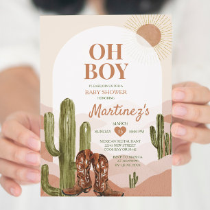 BOY Desert Texas babydusch i sydvästra cactus Inbjudningar