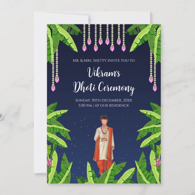 Boy Dhoti Ceremoni digital inbjudan (Framsida)