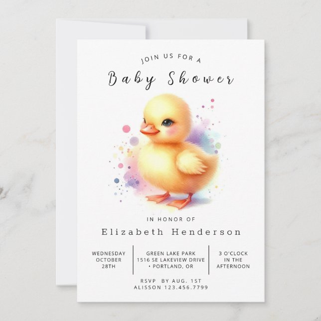 Boy Digital Anka Baby Shower Inbjudningar (Framsida)