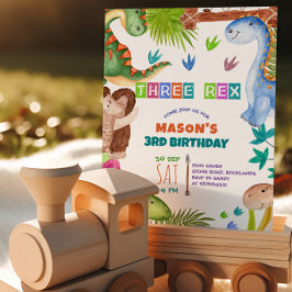 Boy Dinosaur 3rd Birthday Invitation Inbjudningar