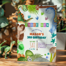 Boy Dinosaur 3rd Birthday Invitation Inbjudningar