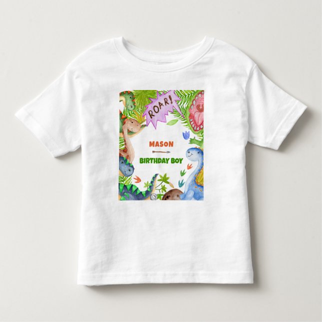 Boy Dinosaur 4th Birthday Invitation T Shirt (Framsida)