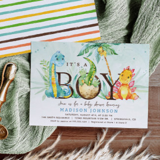Boy Dinosaur Baby Shower-inbjudan Inbjudningar