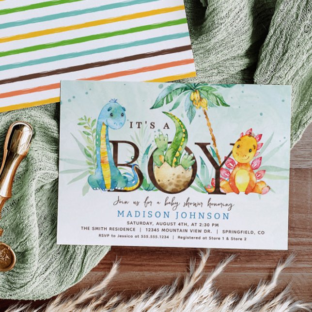 Boy Dinosaur Baby Shower-inbjudan Inbjudningar (Skapare uppladdad)