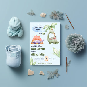 Boy Dinosaur Baby Shower Inbjudningar