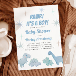 Boy Dinosaur Baby Shower Inbjudningar