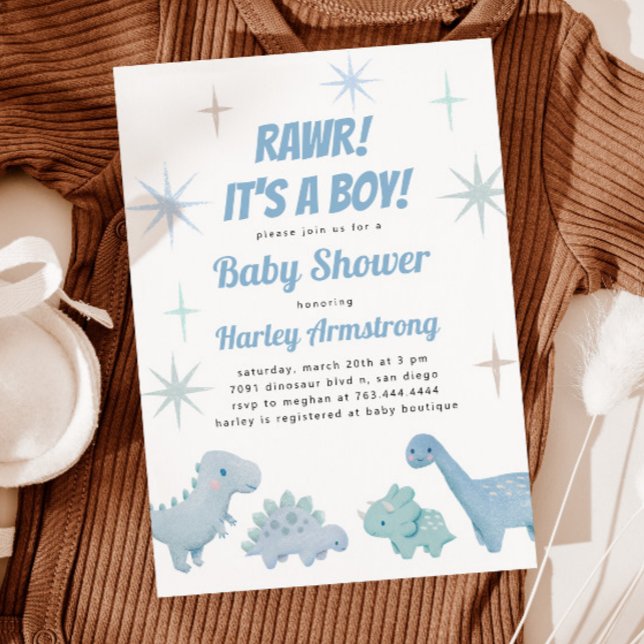 Boy Dinosaur Baby Shower Inbjudningar (Skapare uppladdad)