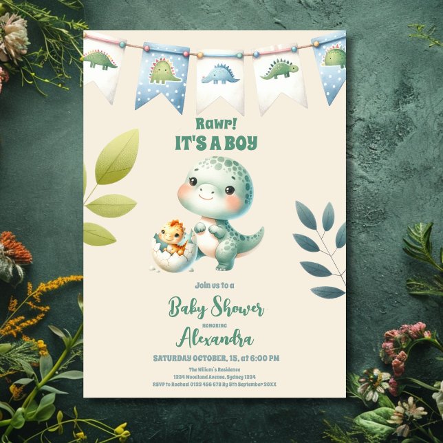 Boy Dinosaur Baby Shower Inbjudningar (Skapare uppladdad)