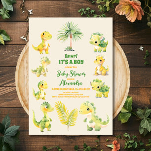 Boy Dinosaur Baby Shower Inbjudningar