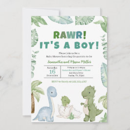 Boy Dinosaur Baby Shower Inbjudningar